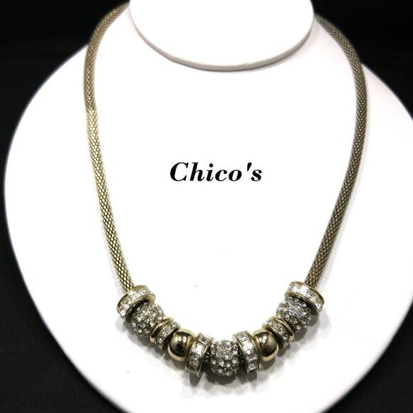 Chico's Sliding Rhinestone Charms Mesh Rope Necklace, 22 Inches - Picture 1 of 6
